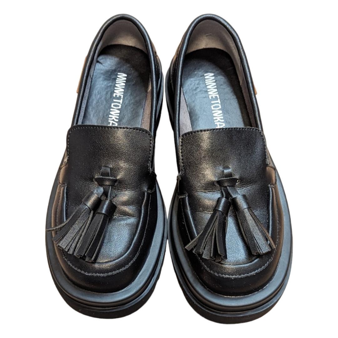 MINNETONKA ミネトンカ 厚底ローファー 23cm ブラック タッセル