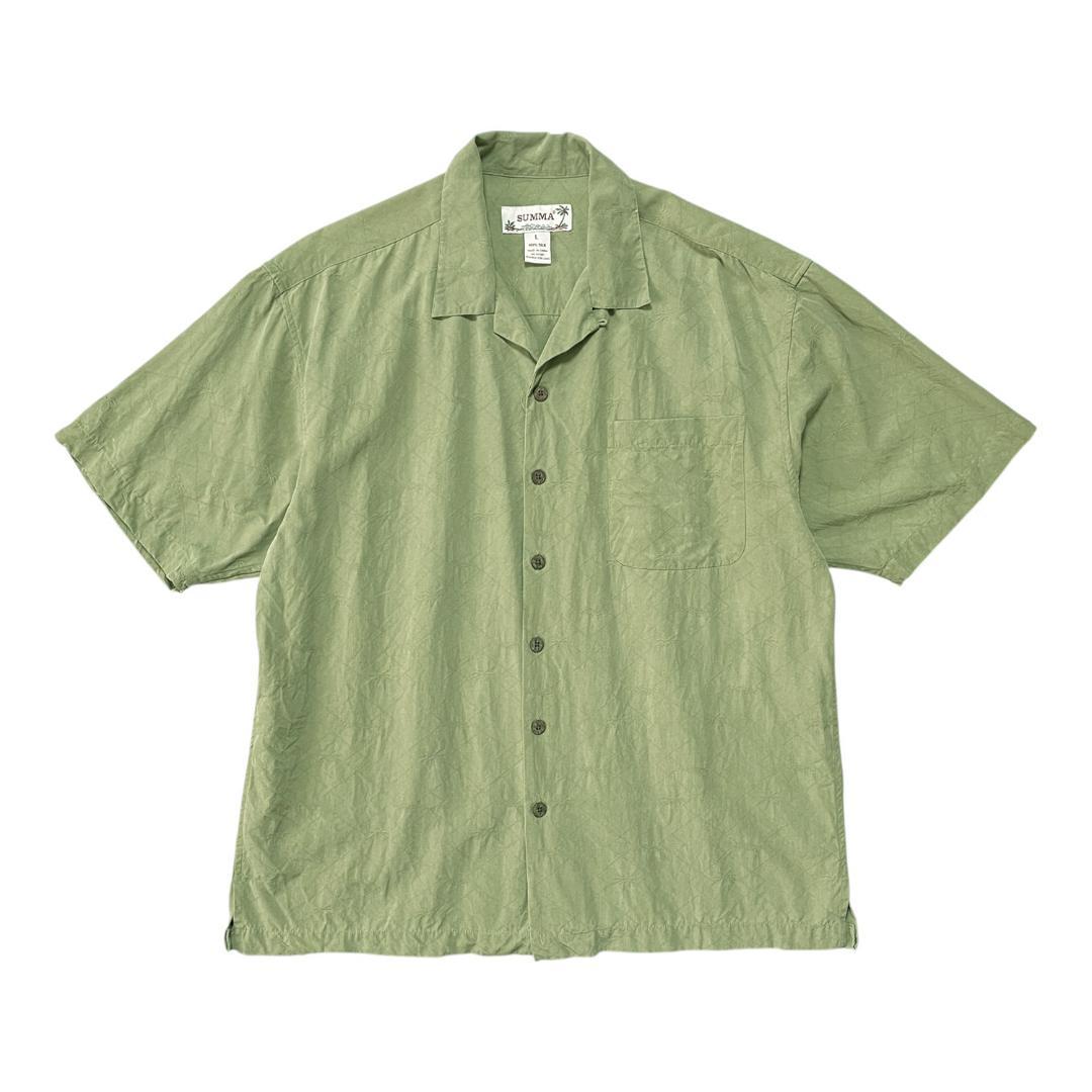 古着 SUMMA シルク 開襟 アロハシャツ ハワイアンシャツ パームツリー柄
