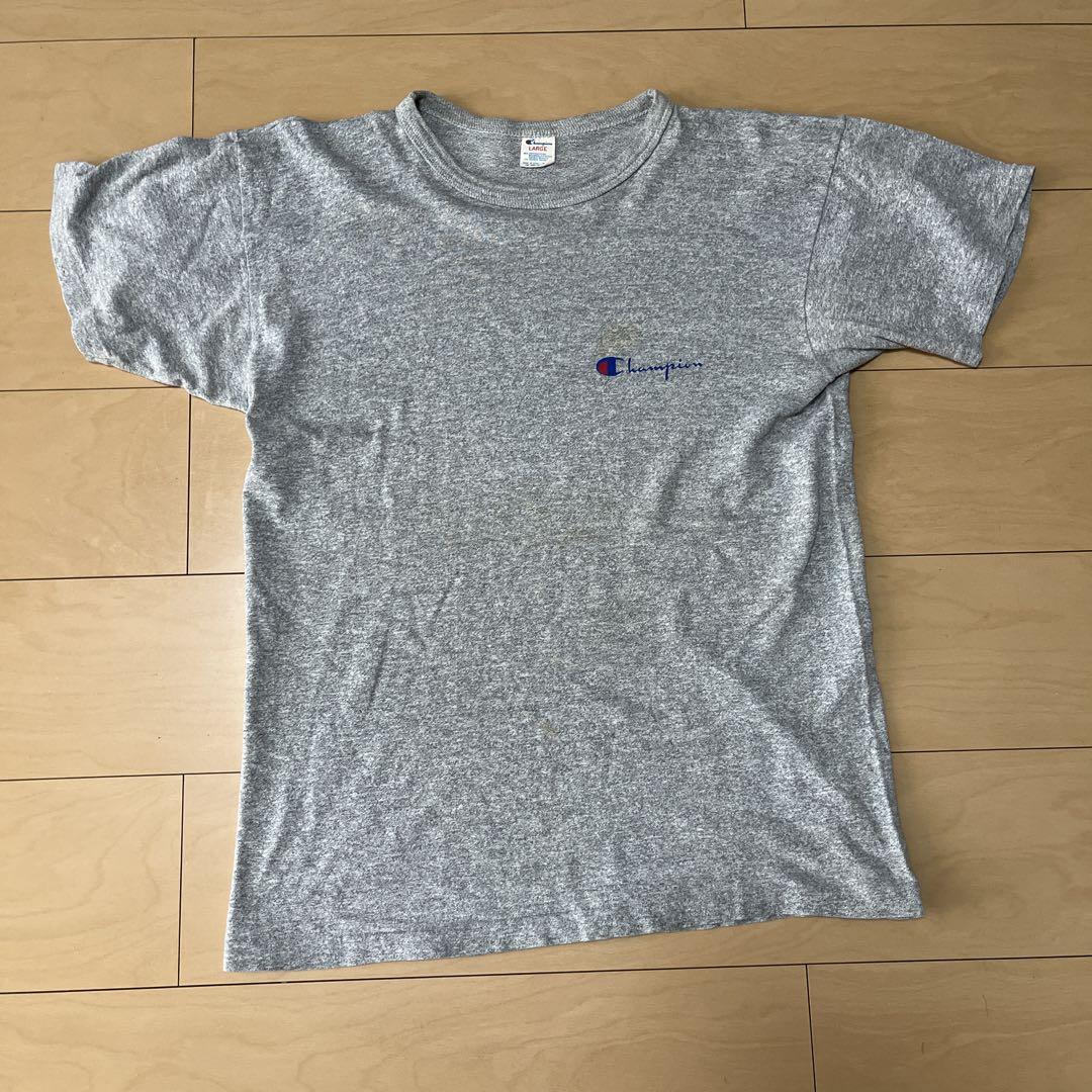 USA製 80s チャンピオン 88/12 スクリプト Tシャツ L 杢グレー