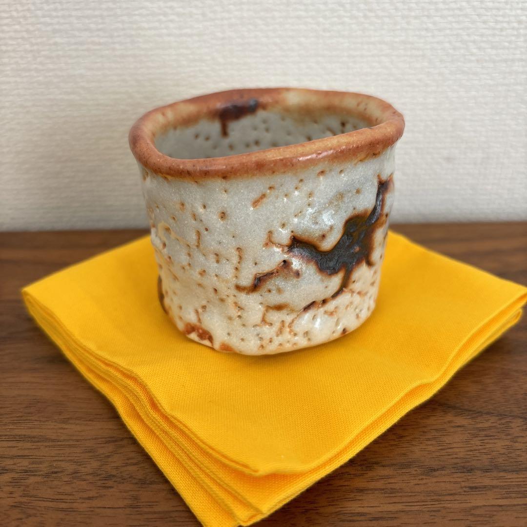 加藤亮太郎　志野酒呑　志野焼　 供箱 共布 栞付き