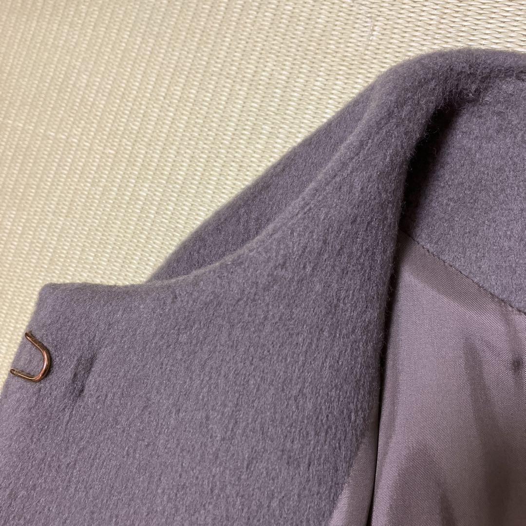 IENA ノーカラー ラムウール ロングコート 36