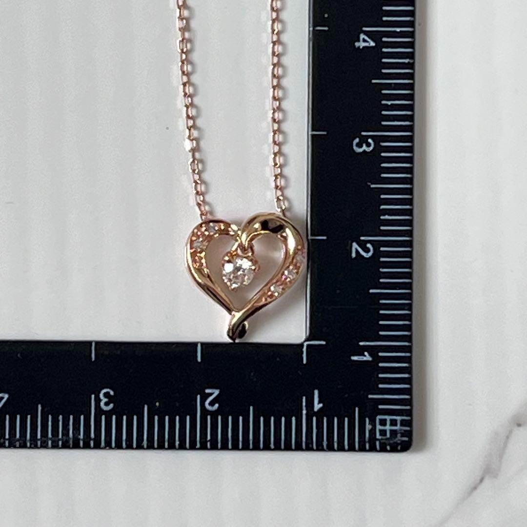 4℃ ヨンドシー K18 ピンクゴールド PG ダイヤモンド ネックレス ハート 画像3