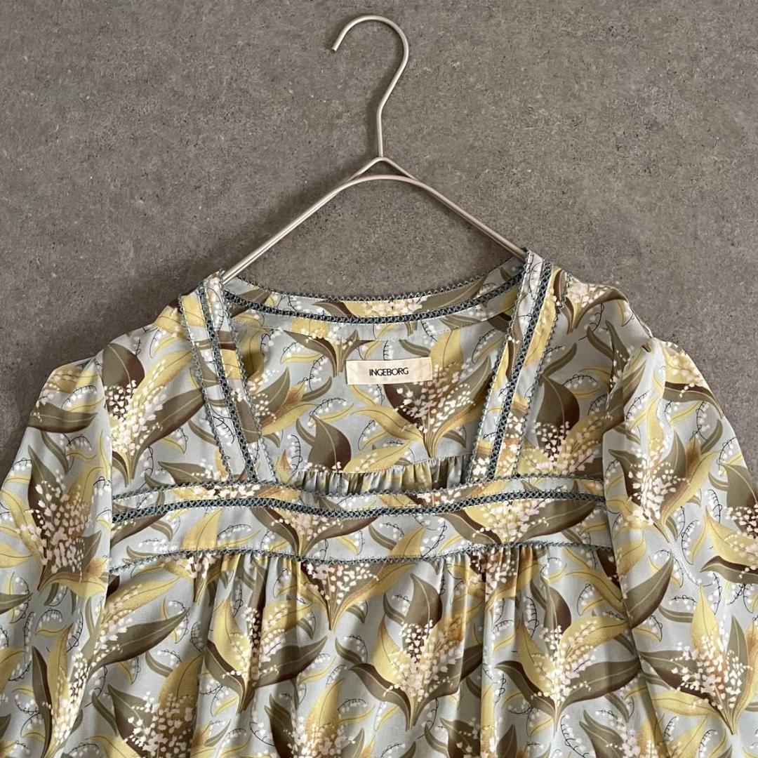 お値下げ！【✨未使用品✨】インゲボルグ　豪華な鈴蘭柄のチュニックワンピース セール】くちなしスズランpt.ワンピース（ワンピース