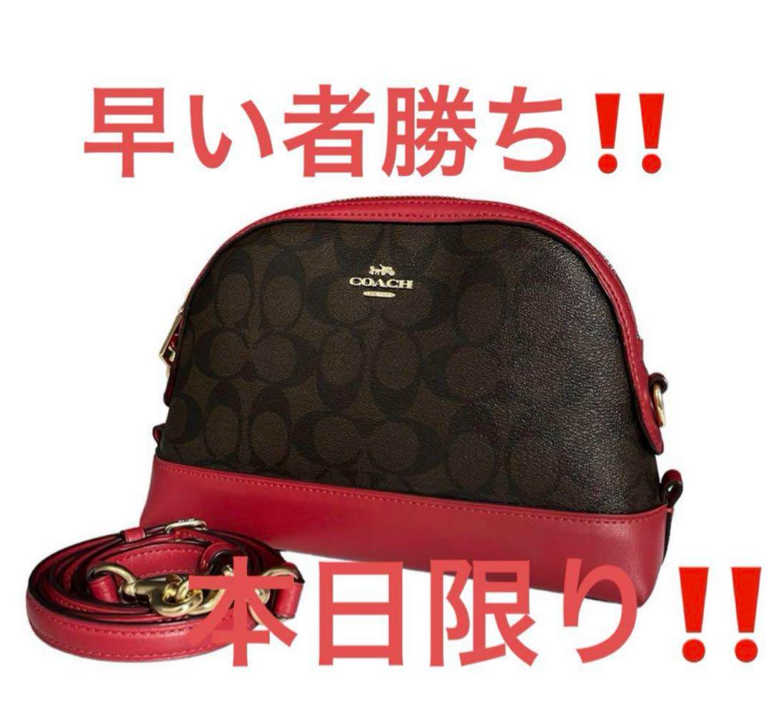 半額ストア ショルダーバッグ COACH ブラウン/レッド メルカリ - バッグ
