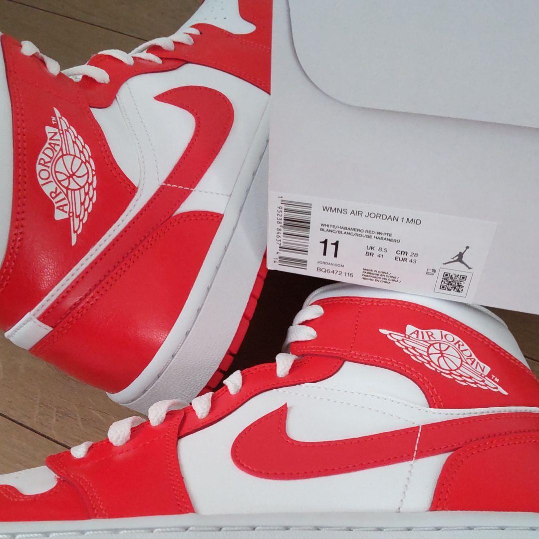 のサイズ NIKE W AIR JORDAN 1 MID ROYAL RED 28.0 n0CId-m40799990315 レッドスニ