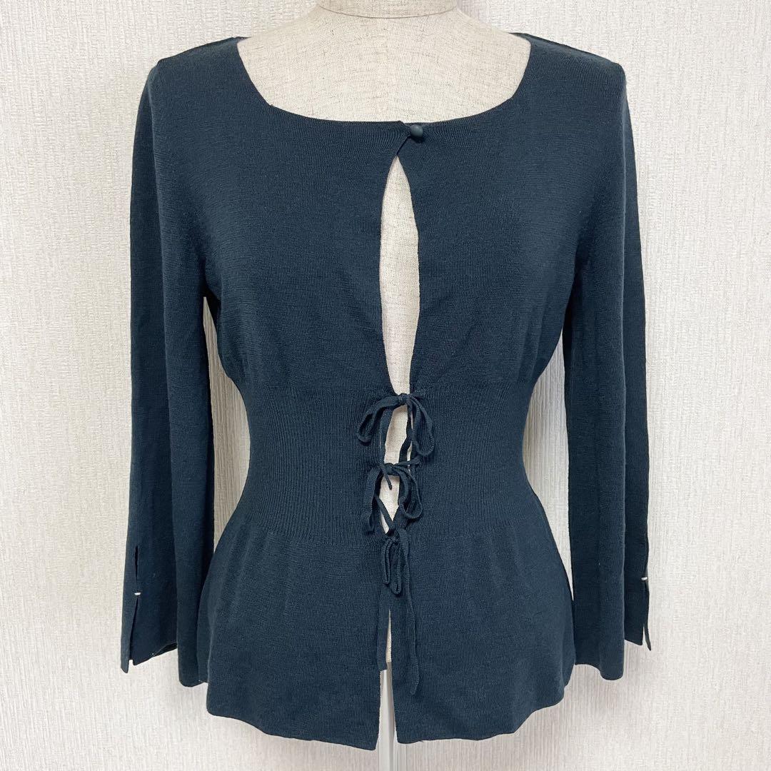 Sybilla シビラ ウール リボン カーディガン ネイビー 美品 L
