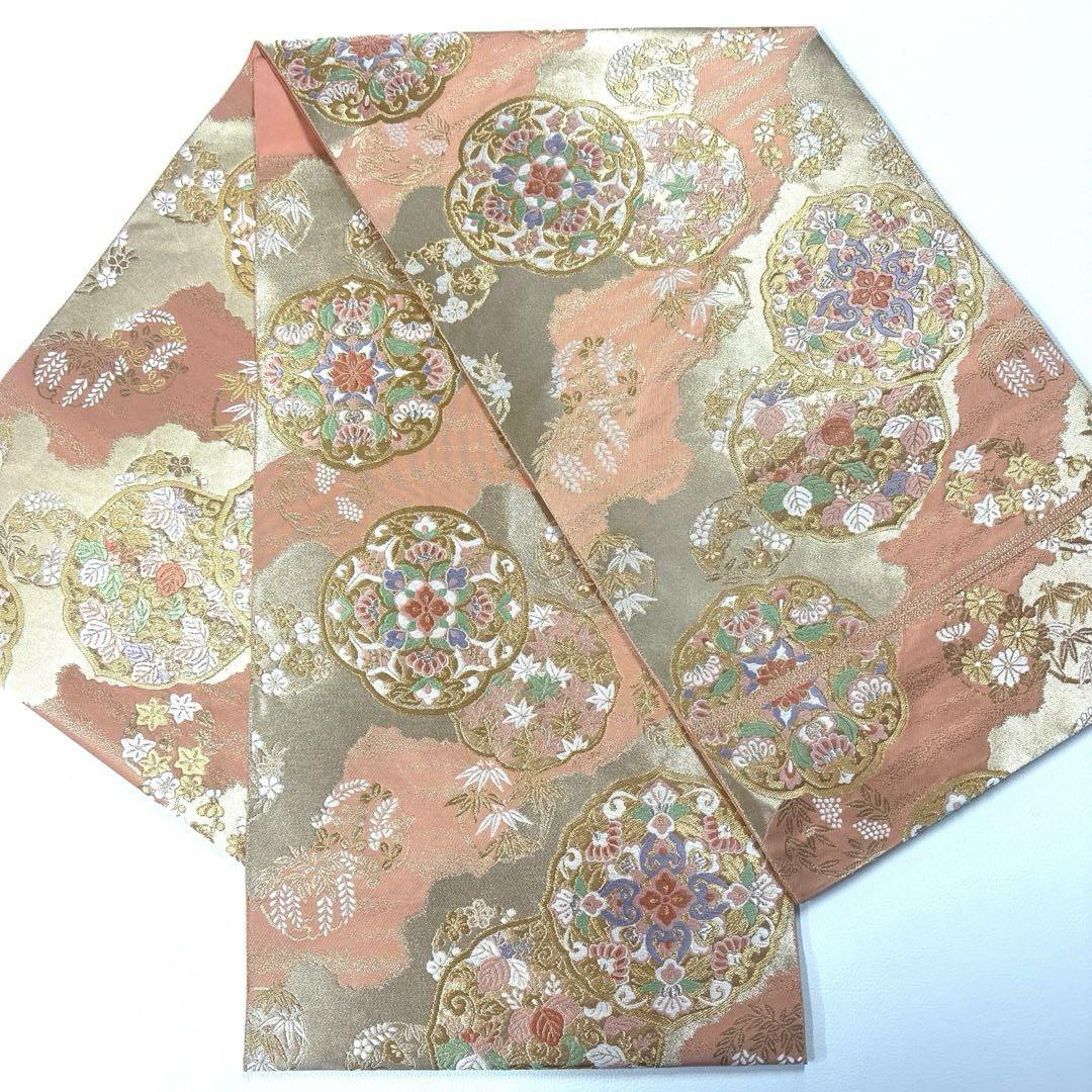 専用帯459 436 二本セット●服部織物謹製高級 正絹 六通 袋帯 華文 花文