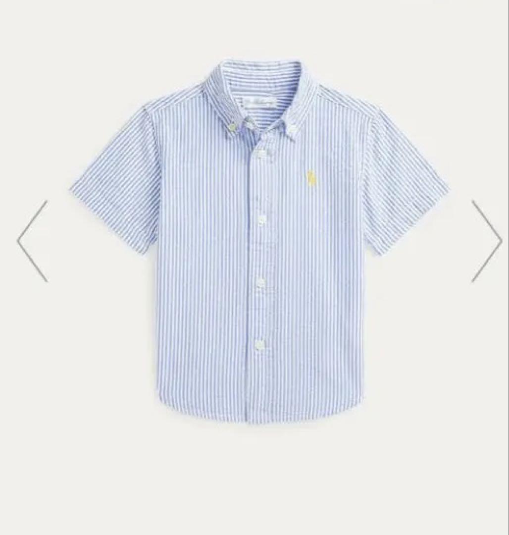 【新品】Ralphストライプド シアサッカー ショートスリーブ シャツ