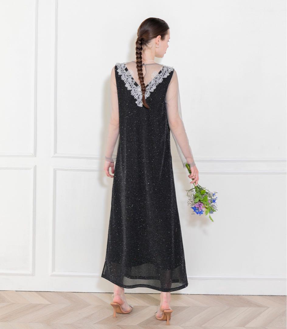 【美品】LEJAレース ロング ドレス ワンピース ブラック