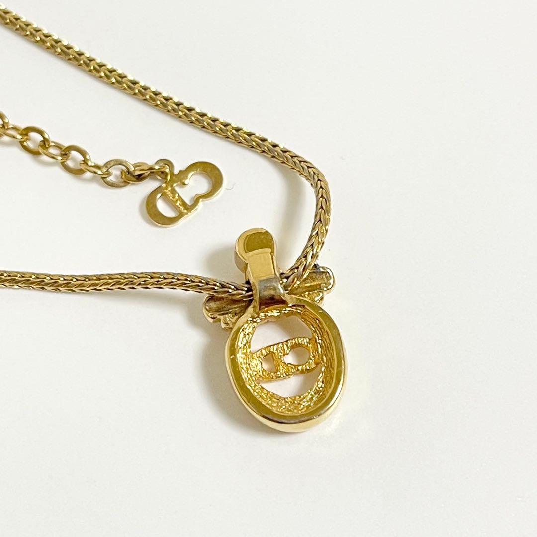 Dior ディオール ヴィンテージ ラインストーン ロゴ ネックレス ゴールド