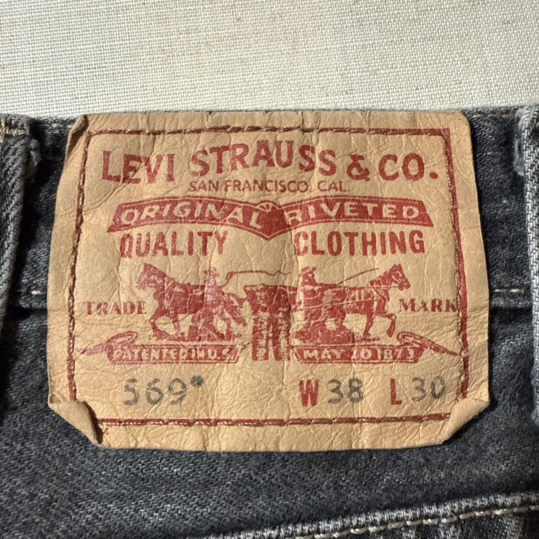 00s USA Levis リーバイス 569 先染め ブラックデニム W38