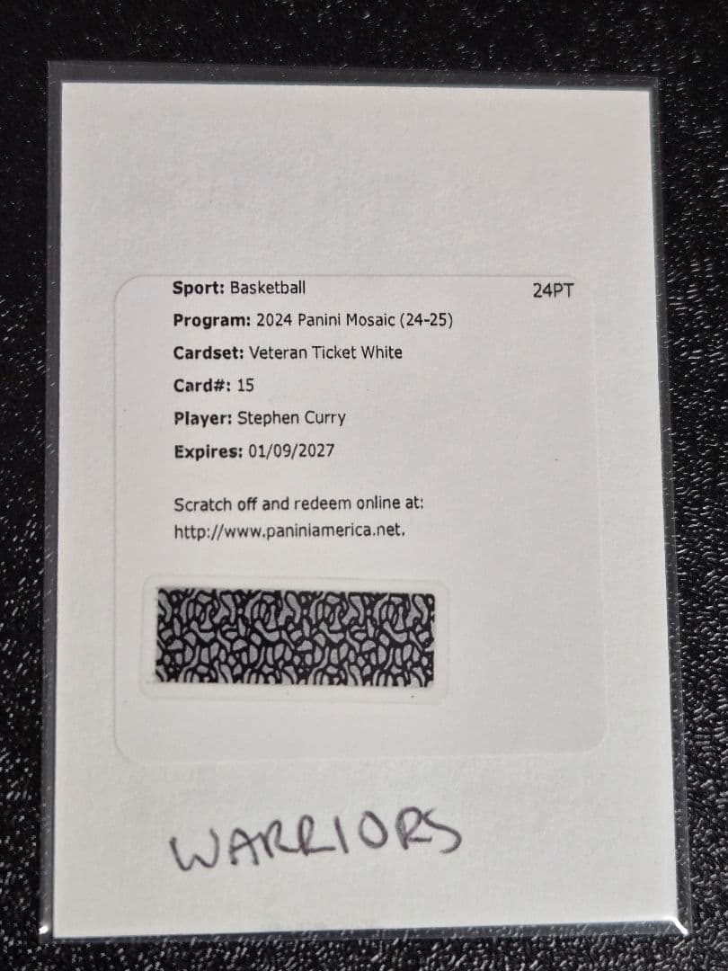 25枚限定 Mosaic Stephen Curry redemption