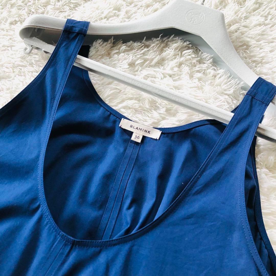13万✨未使用 ブラミンク タンクマキシワンピース 25年新作 ネイビー 36