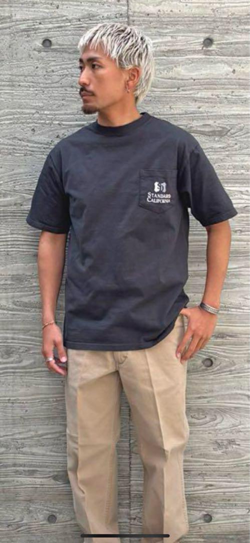 新品 スタンダードカリフォルニア シールドロゴ ポケットTシャツ M 黒 Standard California Heavyweight Shield Logo Pocket T