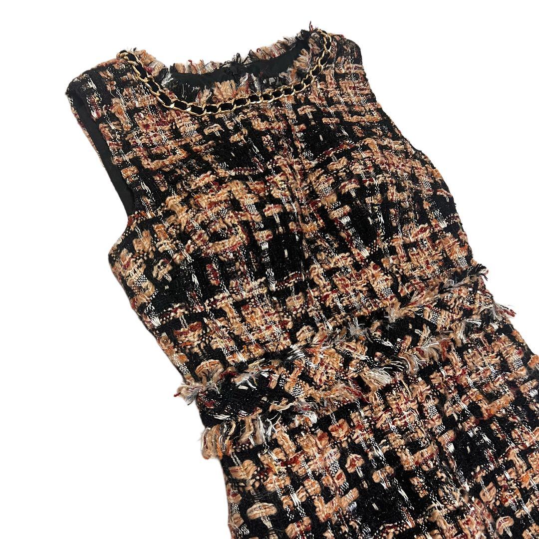 【an/アン】ツイード/ ネックチェーン/ ノースリーブドレス