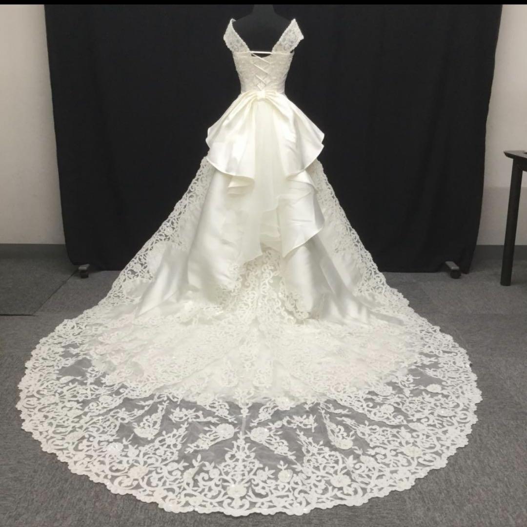 ウェディングドレスセット⭐️ 7~11号2WAYミカドサテン豪華カットレース 画像2