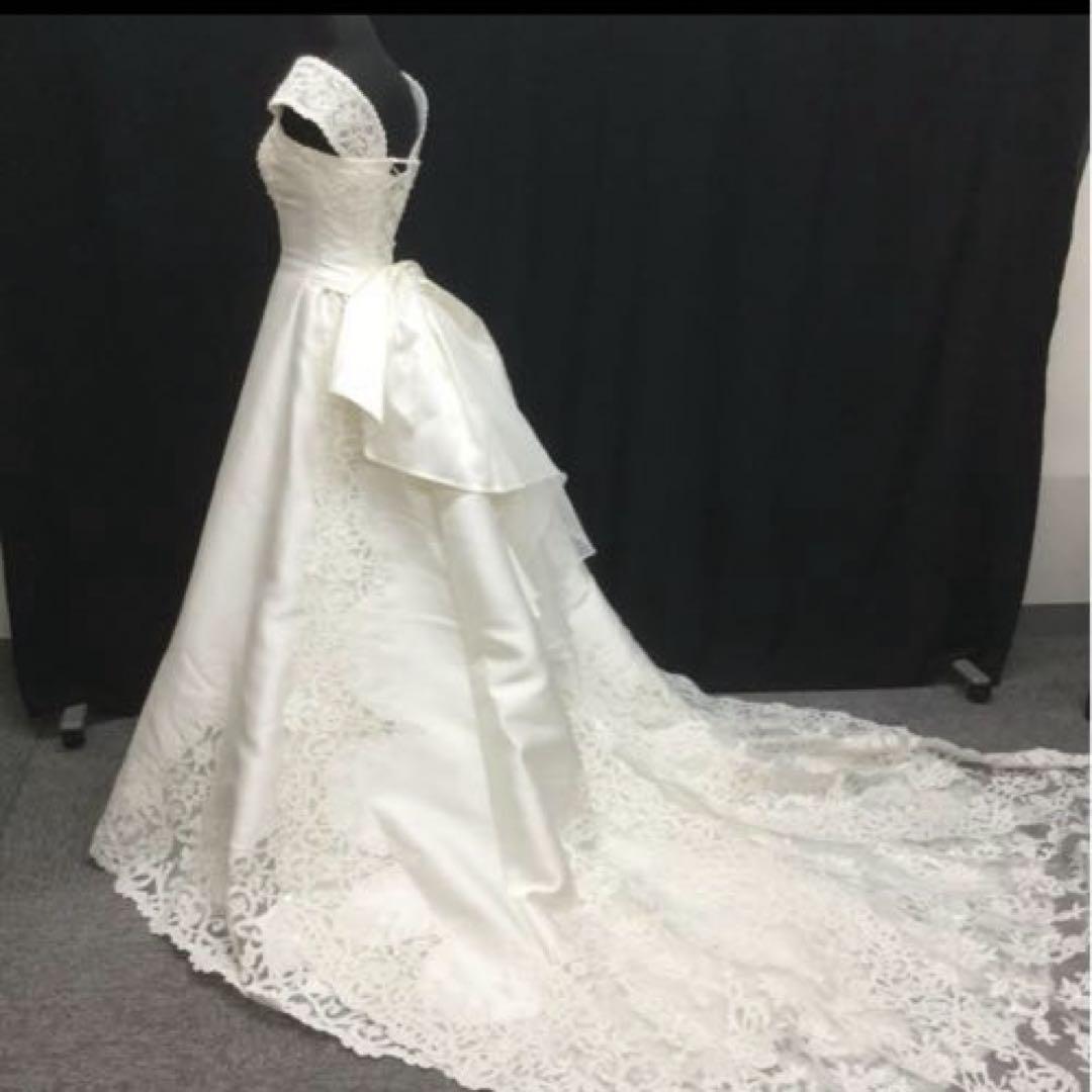 ウェディングドレスセット⭐️ 7~11号2WAYミカドサテン豪華カットレース 画像3