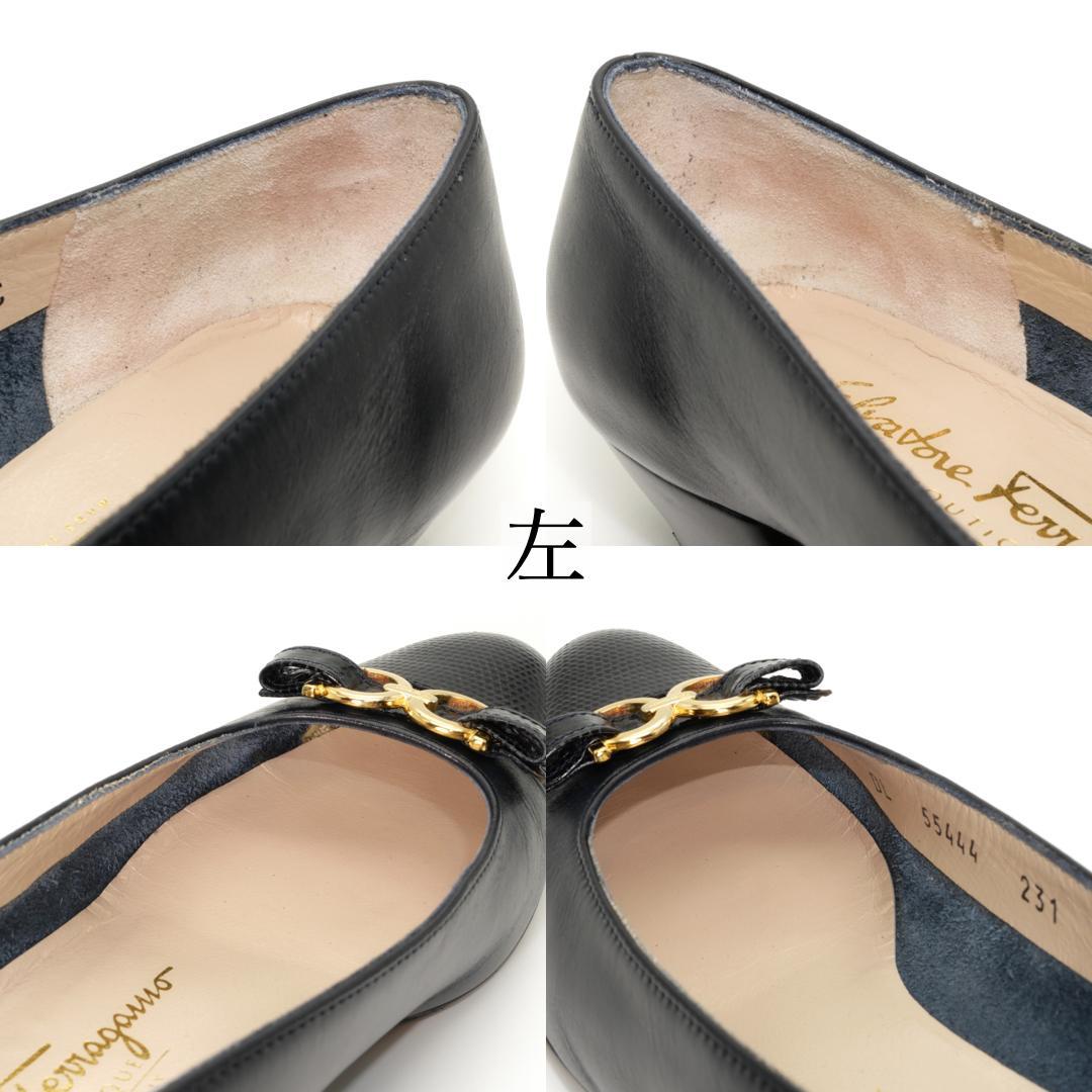 5.5C　SALVATORE FERRAGAMO　濃紺　異素材　ガンチーニ