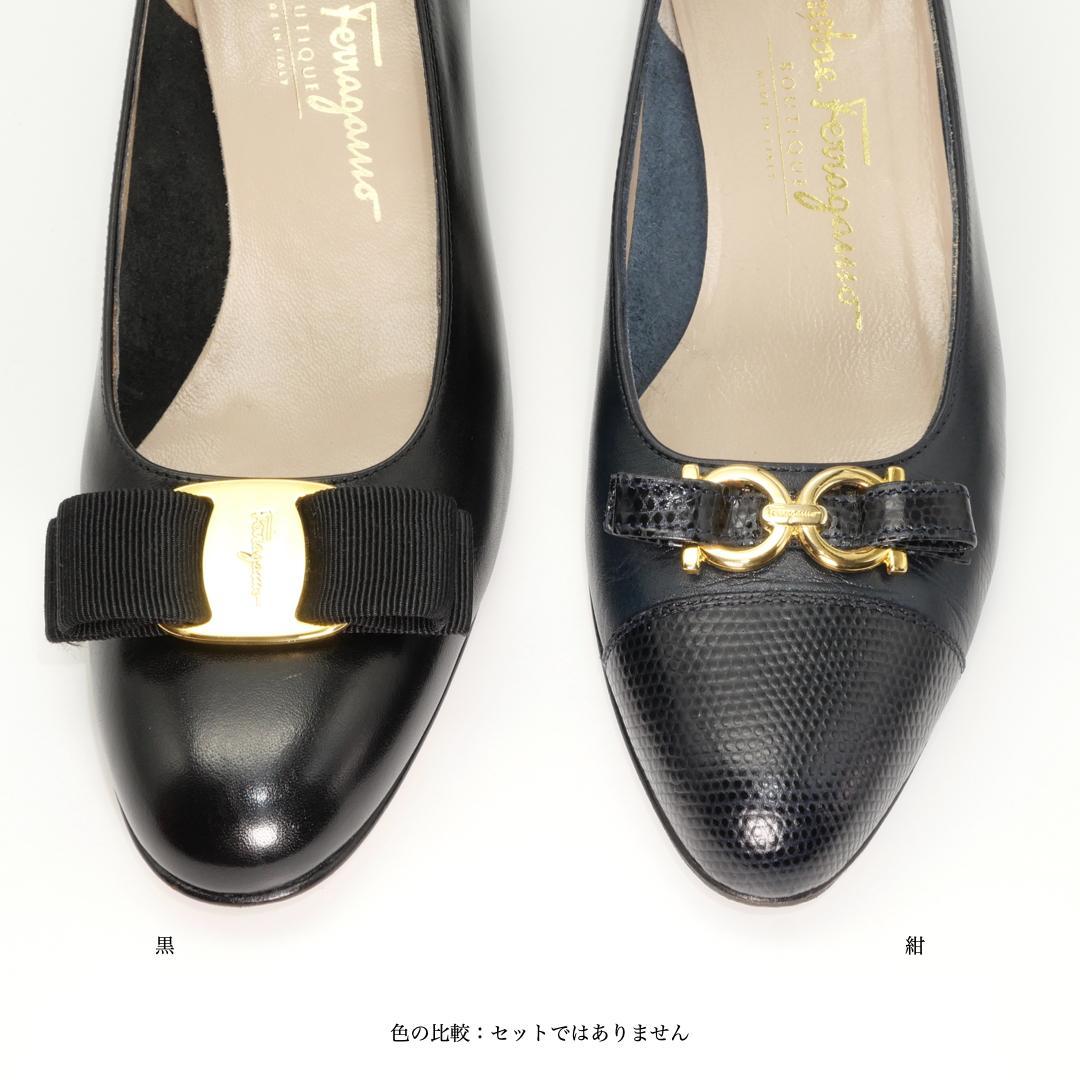 5.5C　SALVATORE FERRAGAMO　濃紺　異素材　ガンチーニ