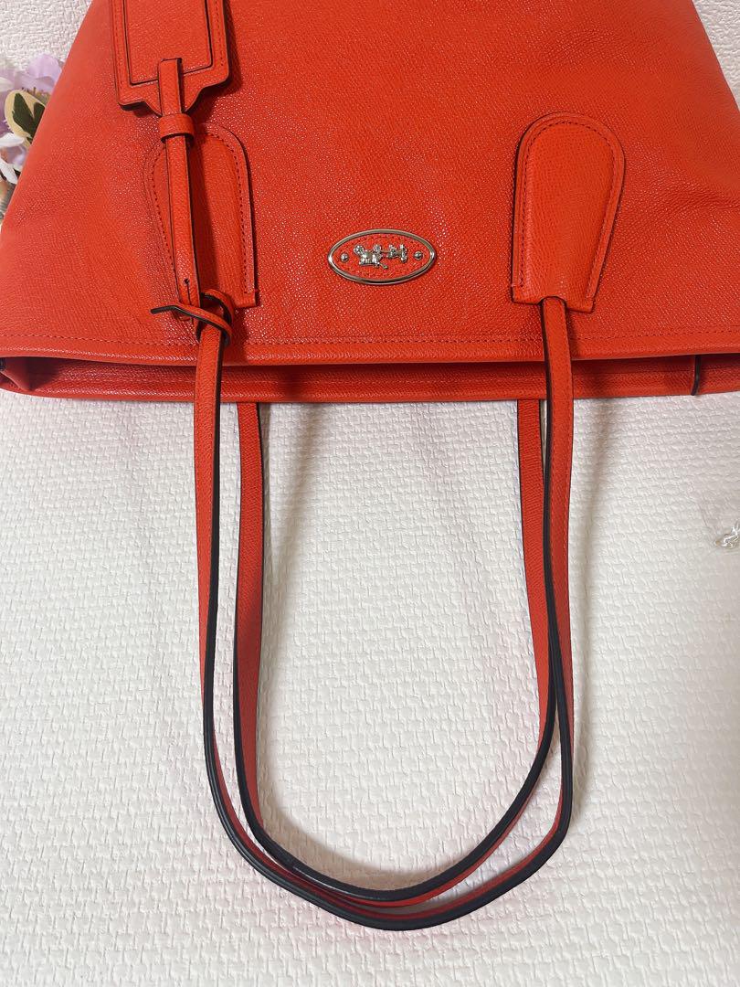 極美品】COACH コーチ トートバッグ 肩掛け オレンジ系 チャーム