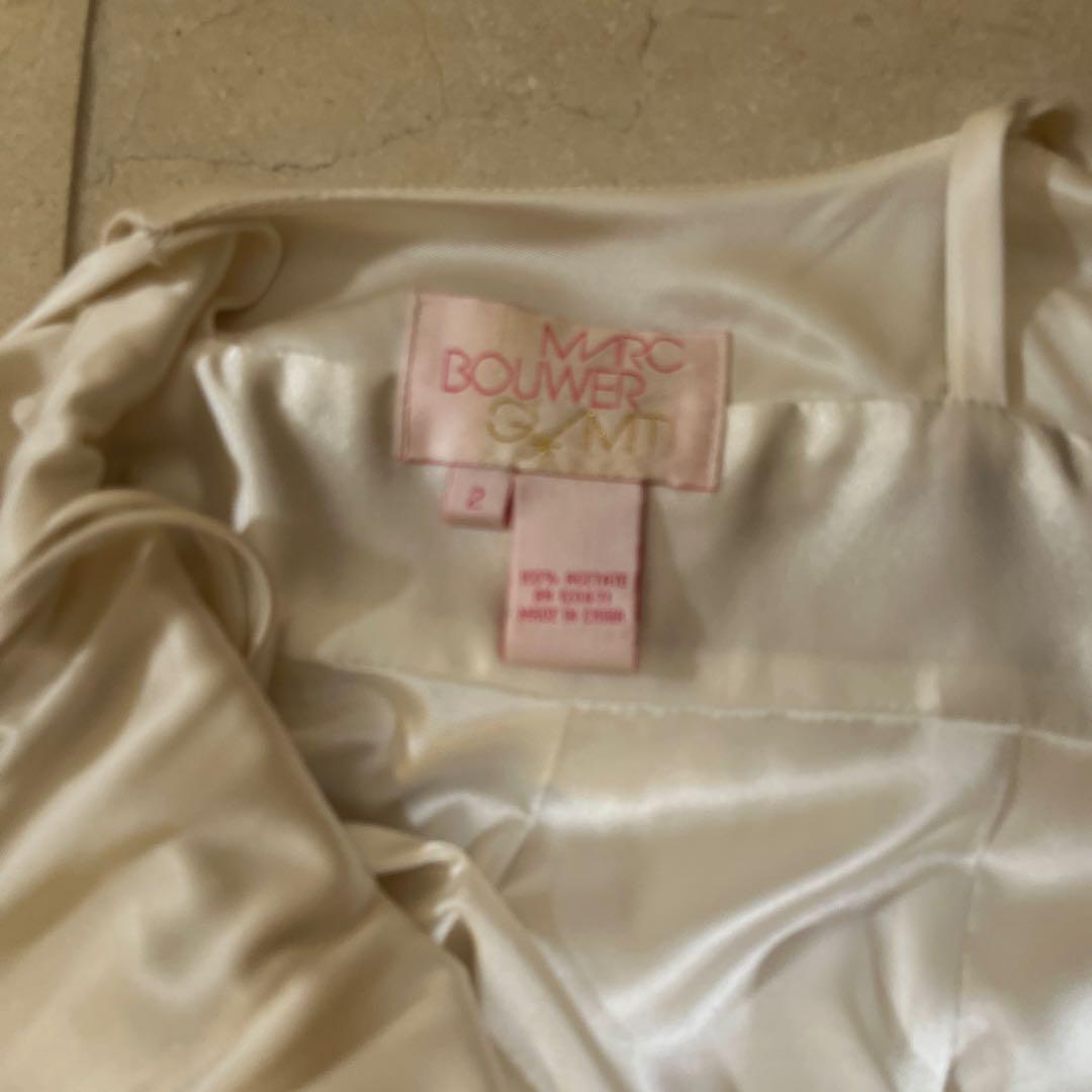 【美品】ホワイト　ビジュー付き豪華 ロングドレス シーザー風　ホワイトドレス