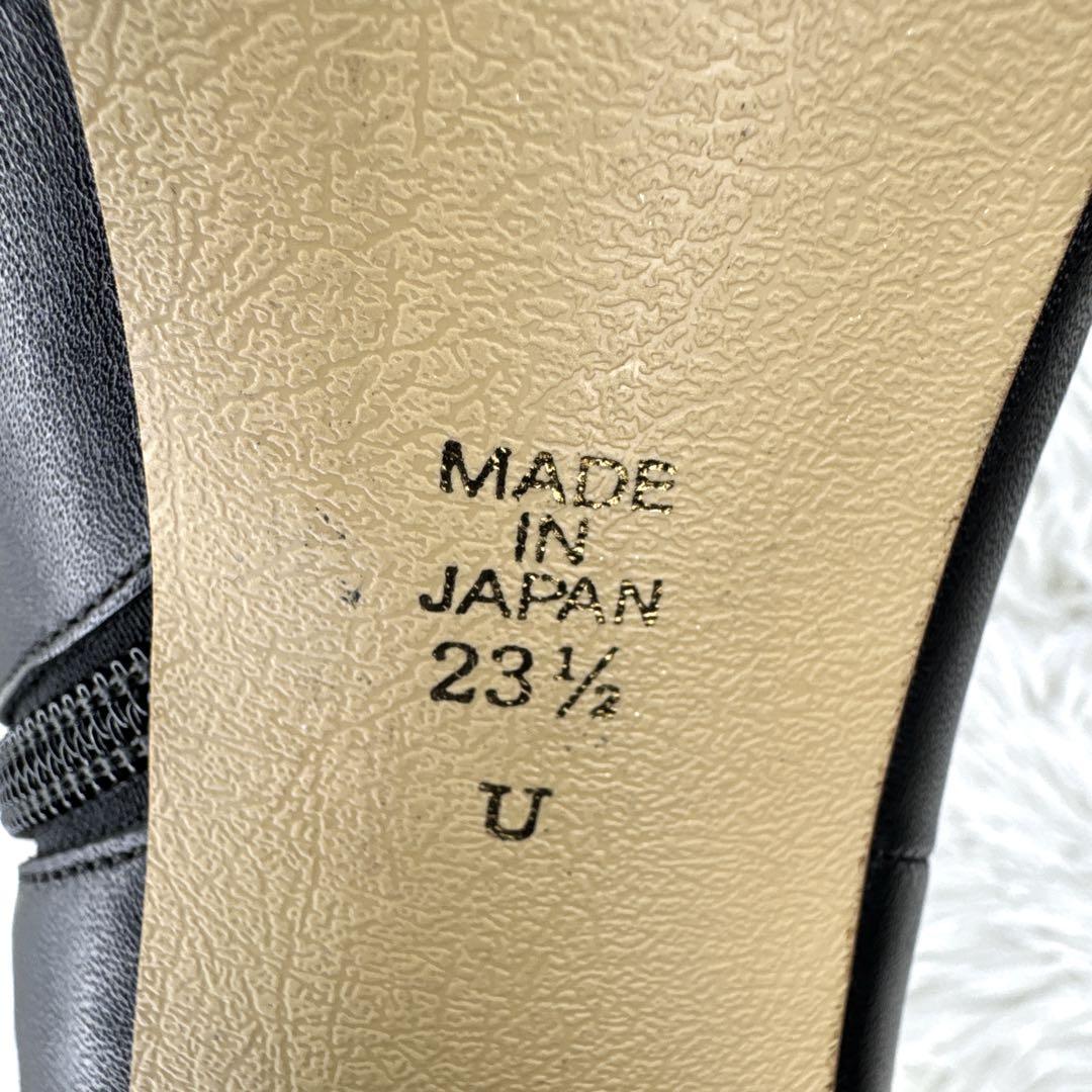 【美品】ダイアナ スクエアトゥ ショートブーツ U66248 レザー 23.5