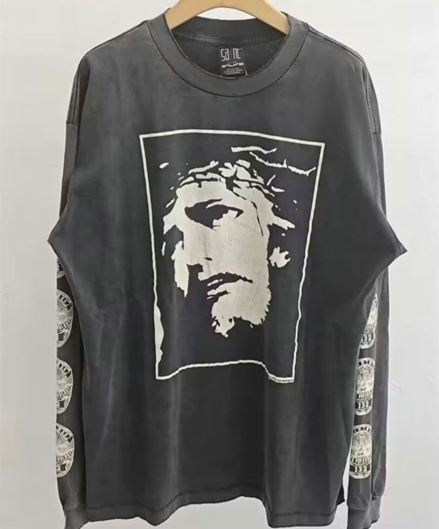 イエス・キリスト プリント 長袖カットソー Lサイズ　Saint