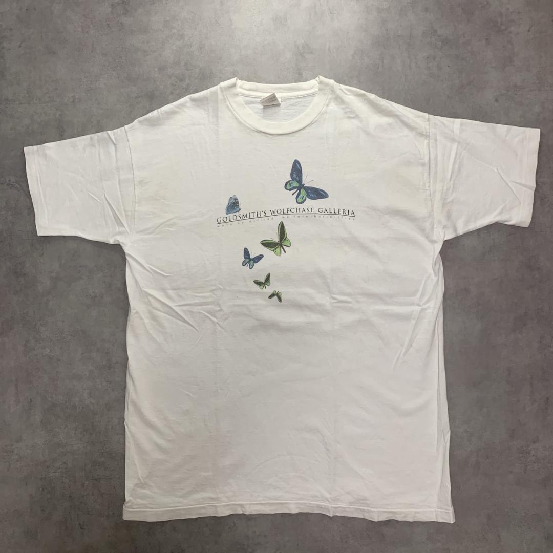 90s GoldSmith ショッピングモール ホワイトTシャツ XLサイズ 蝶