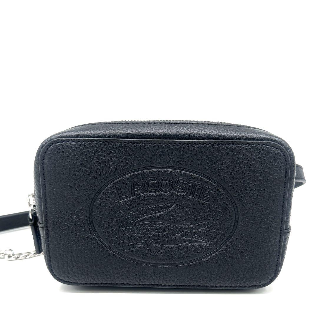 【極美品】ラコステ　CROCO CREWフルグレインレザーウエストバッグ