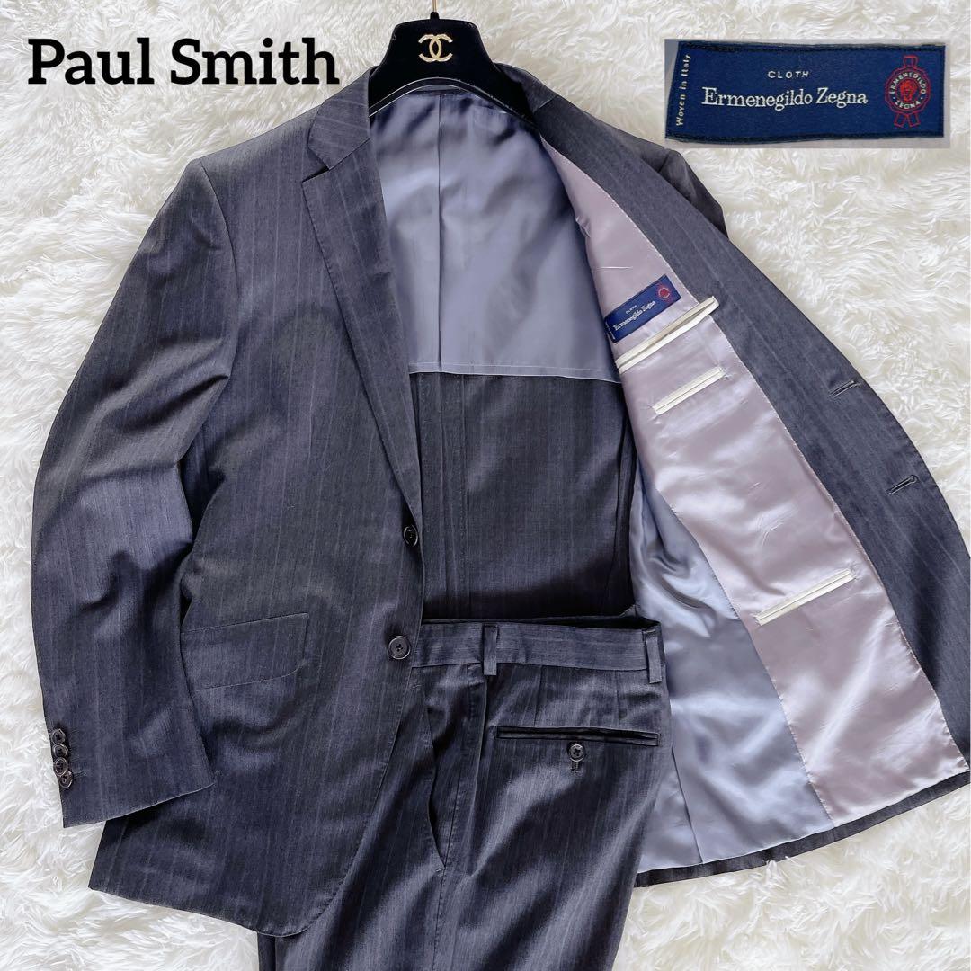 Paul Smith】ゼニア スーツ セットアップ グレー ストライプ M Paul Smith】ゼニア スーツ セットアップ グレー ストライプ M