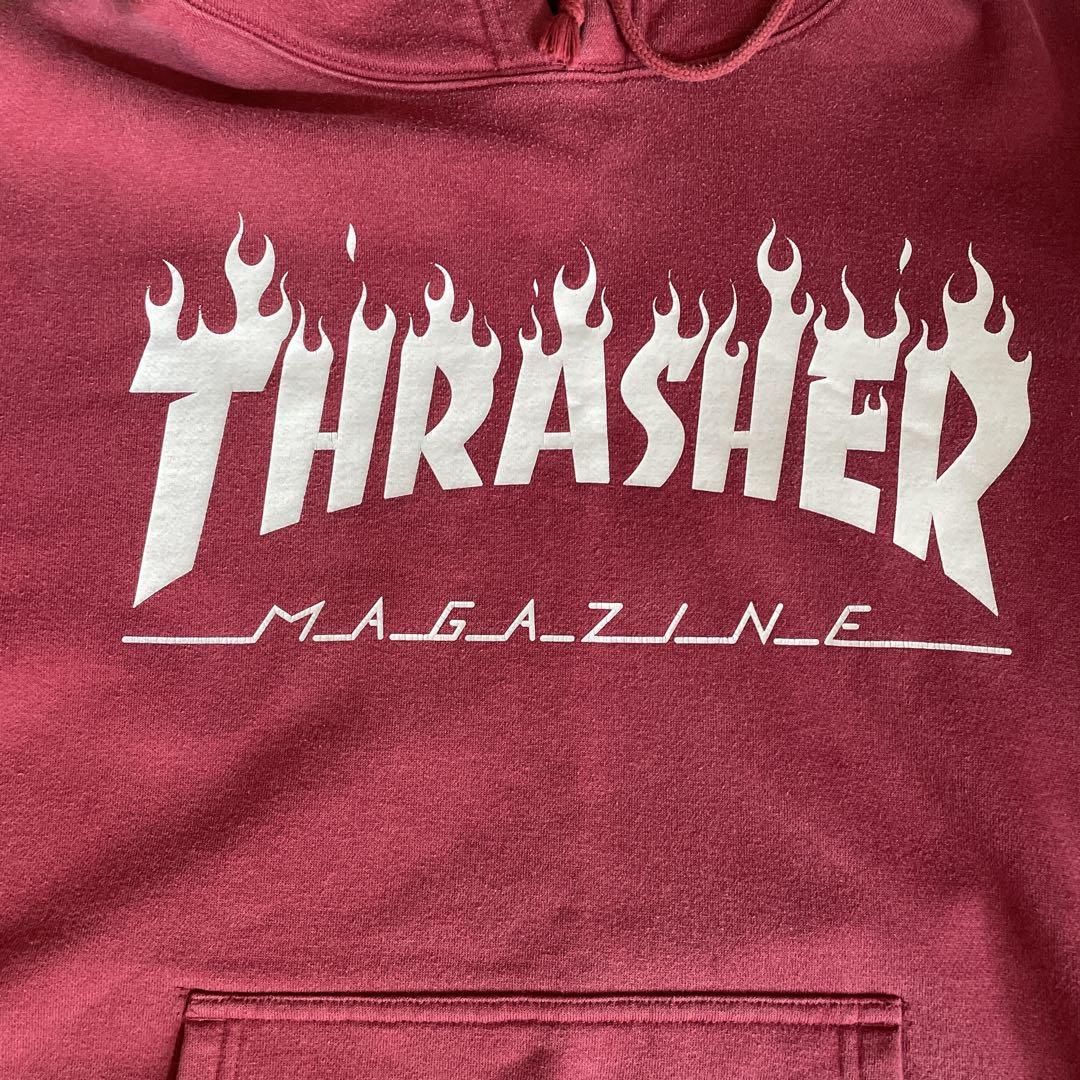 THRASHER フレイムロゴ フード付きスウェット L