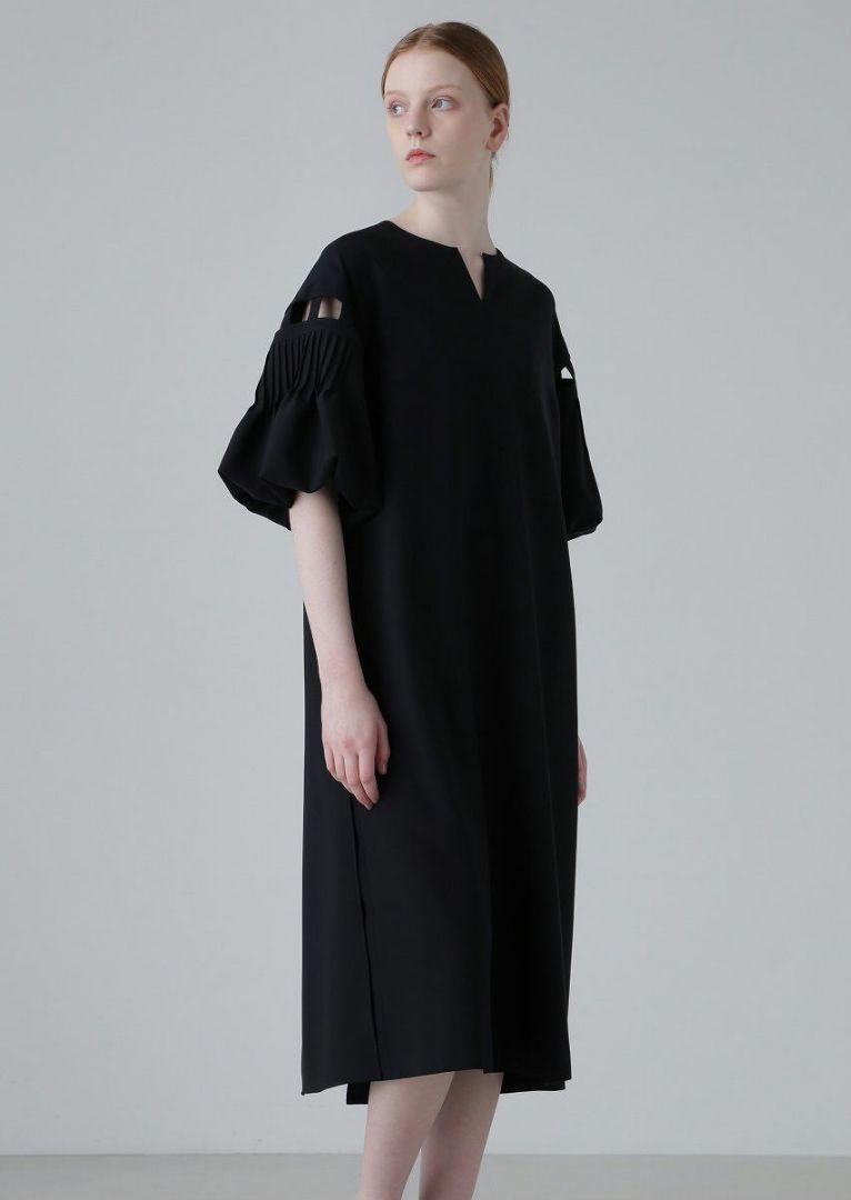 美品✨アドーア 24SS コンパクトツイルワンピース Aライン ネイビー 38 画像1