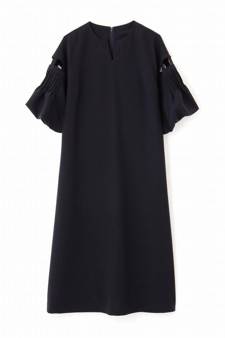 美品✨アドーア 24SS コンパクトツイルワンピース Aライン ネイビー 38 画像3