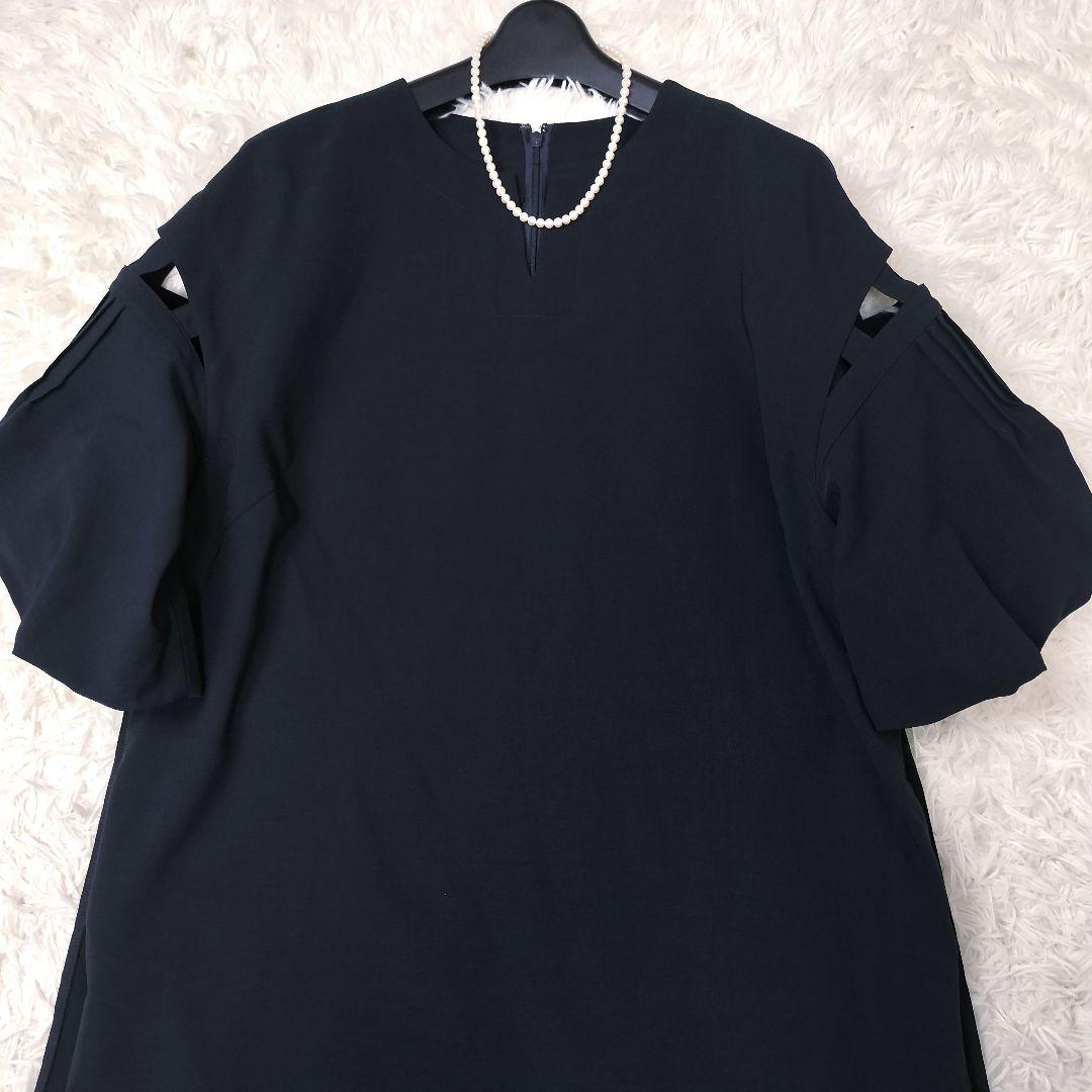 美品✨アドーア 24SS コンパクトツイルワンピース Aライン ネイビー 38 画像6