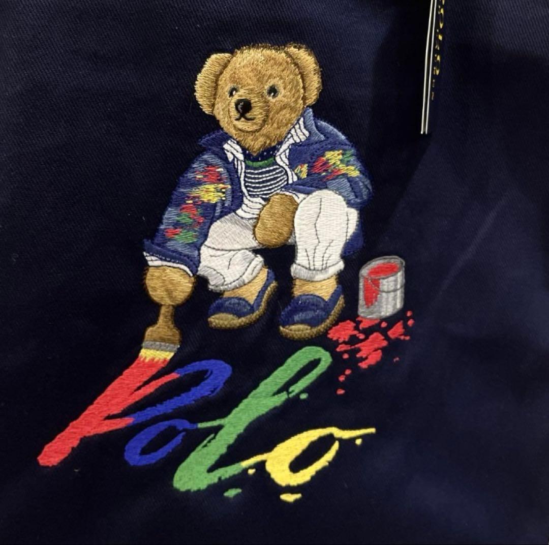 ポロベア刺繍 ネイビー トートバッグ