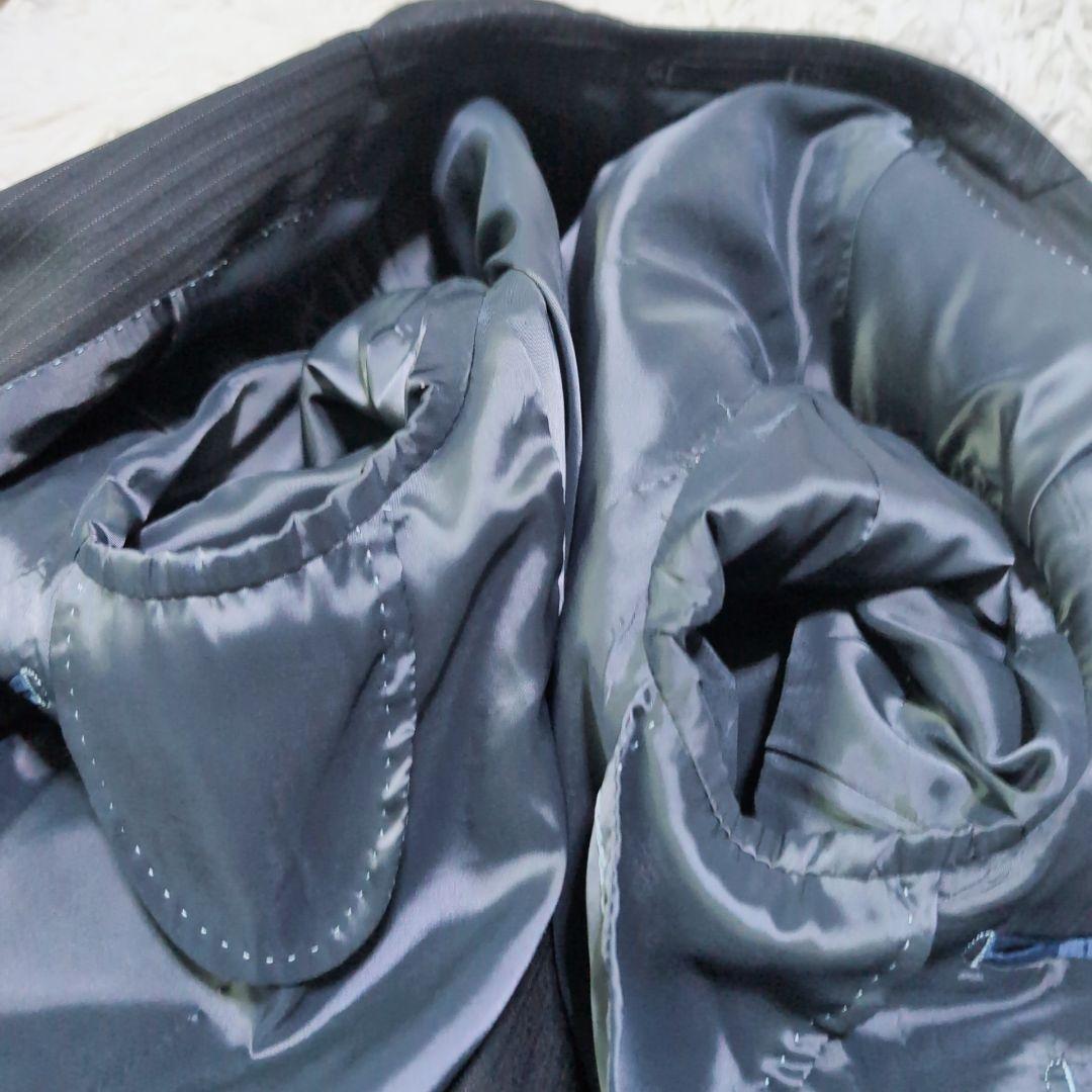 未使用品✨️メンズ　スーツ　超特大　XＬ　ブラック　ストライプ　背抜き　清涼感