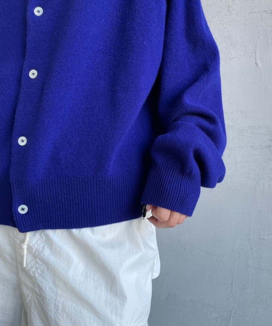 【新品】ダントン ラムウール クルーネックカーディガン ブルー/青 36size 【新品】ダントン ラムウール クルーネックカーディガン ブルー/青 36size