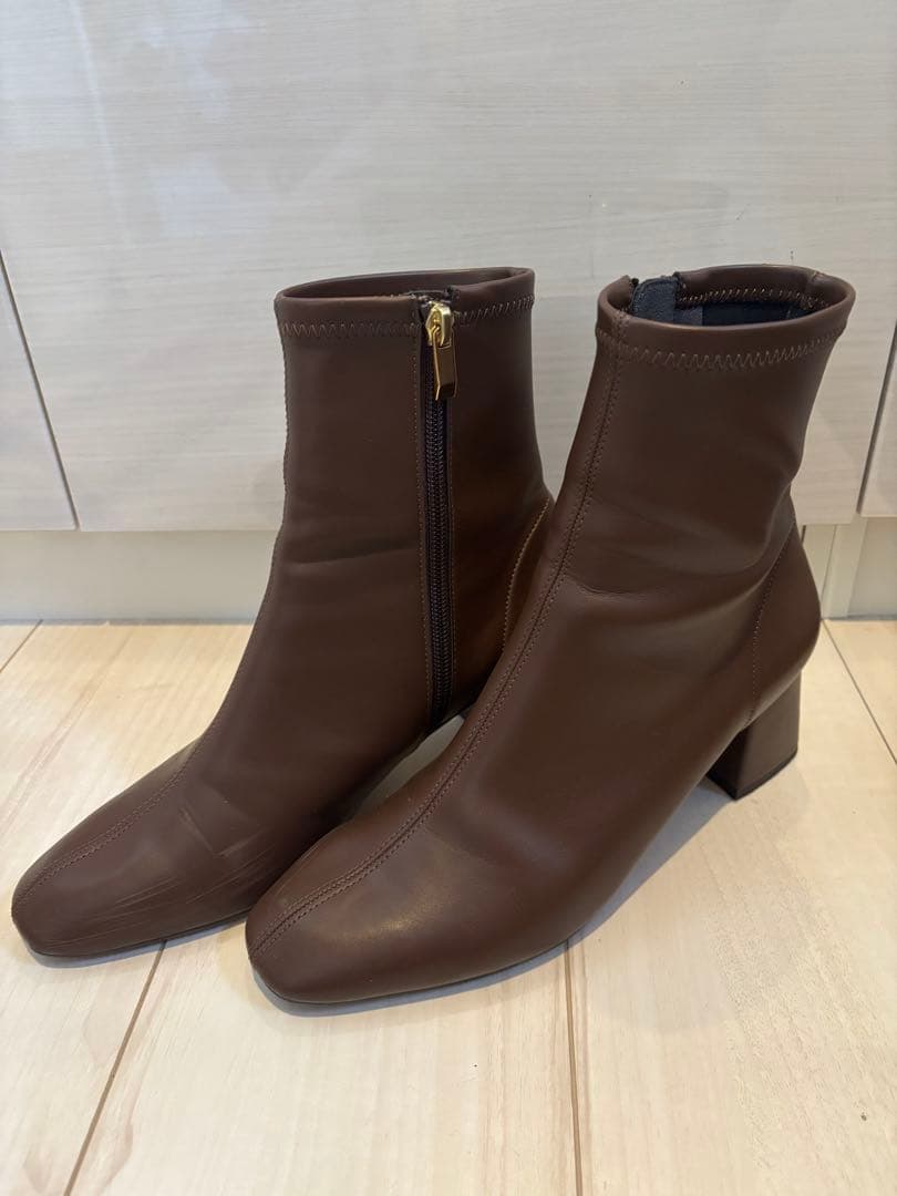 GRISE ブラウン ジッパーブーツ LLサイズ25.5cm Le Talon GRISE