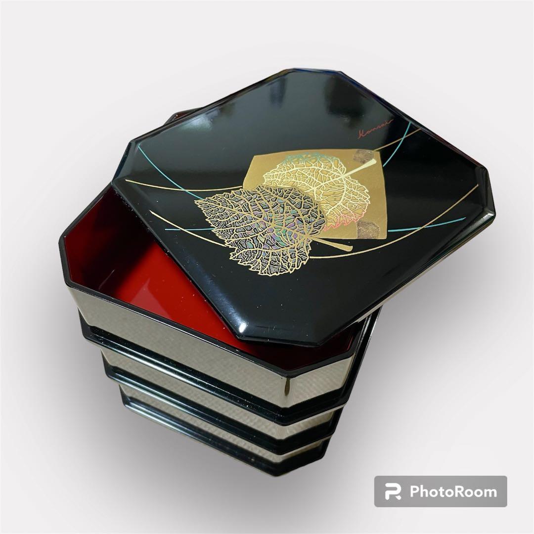 kansai urushi 山本寛斎 三段重箱 螺鈿 漆塗り 漆器