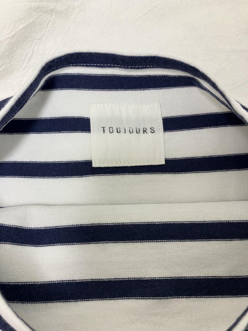 TOUJOURS / ボーダーボートネックHALF SLEEVE TEE - メルカリ