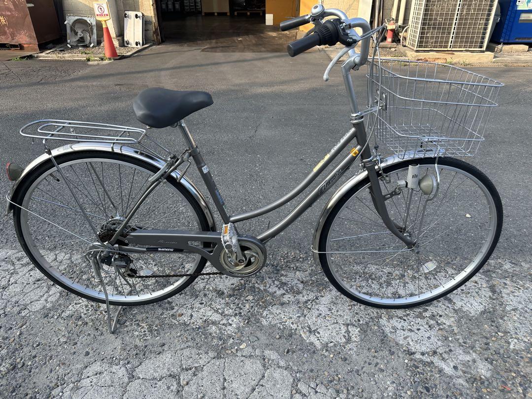 シティサイクル グレー バスケット付き
