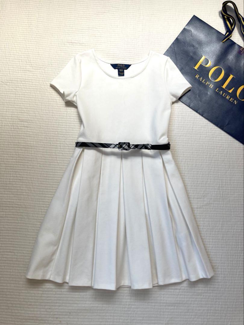 美品☆ラルフローレン☆半袖ワンピース　ホワイト　M8-10 130 140