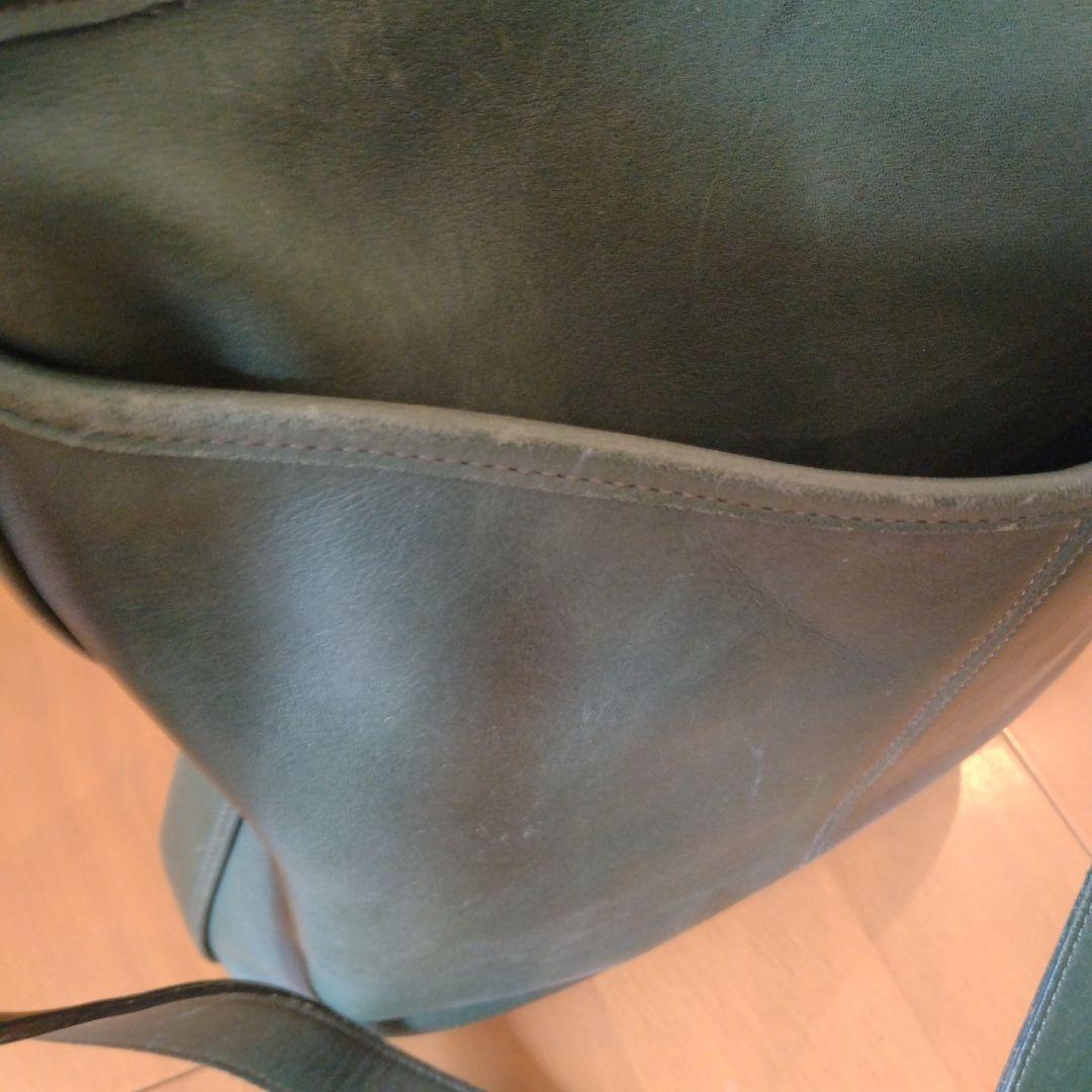 COACH　オールドコーチ　USA製　ダークグリーン　レザー ショルダーバッグ