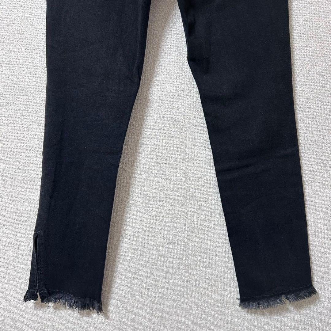 美品　SOMETHING【M】カットオフデニムパンツ　ジーンズ　黒　綿　スリット