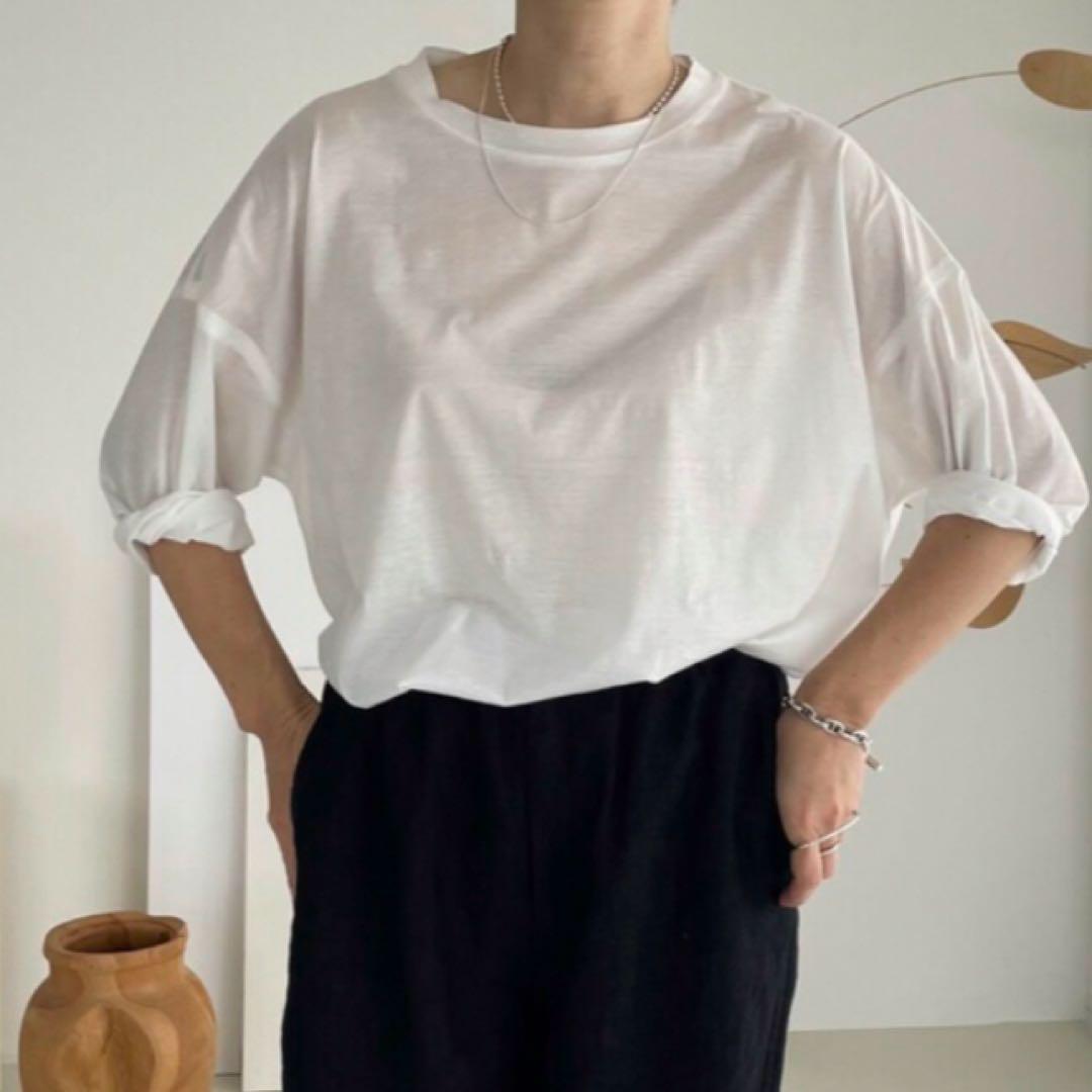 argue シアーコットンワイドtシャツ ホワイト