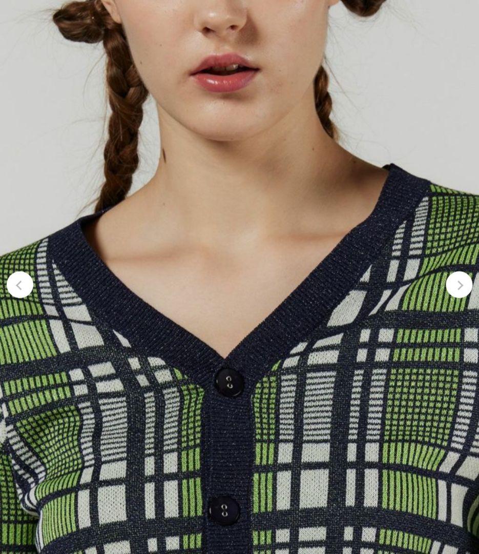 ダブルスタンダードクロージング チェックジャガードカーディガン ダブルスタンダードクロージング チェックジャガードカーディガン