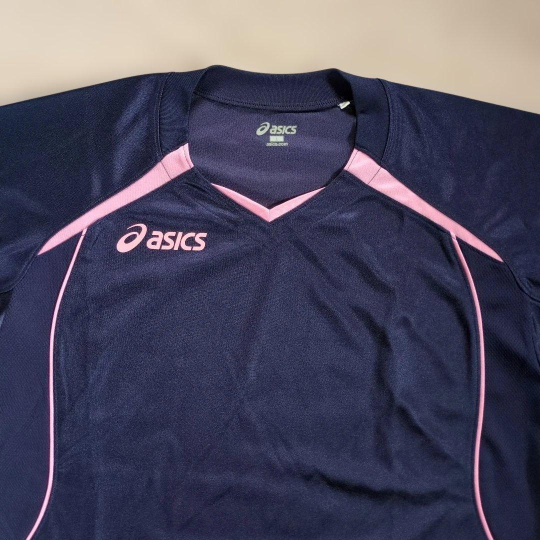 Asics Navy Pink V-Neck Sports Shirt