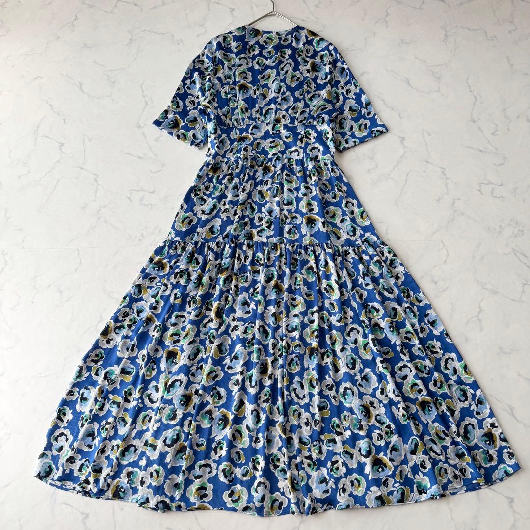 ボールジィ ライプフラワープリント クルーネックマキシワンピース フレア 36