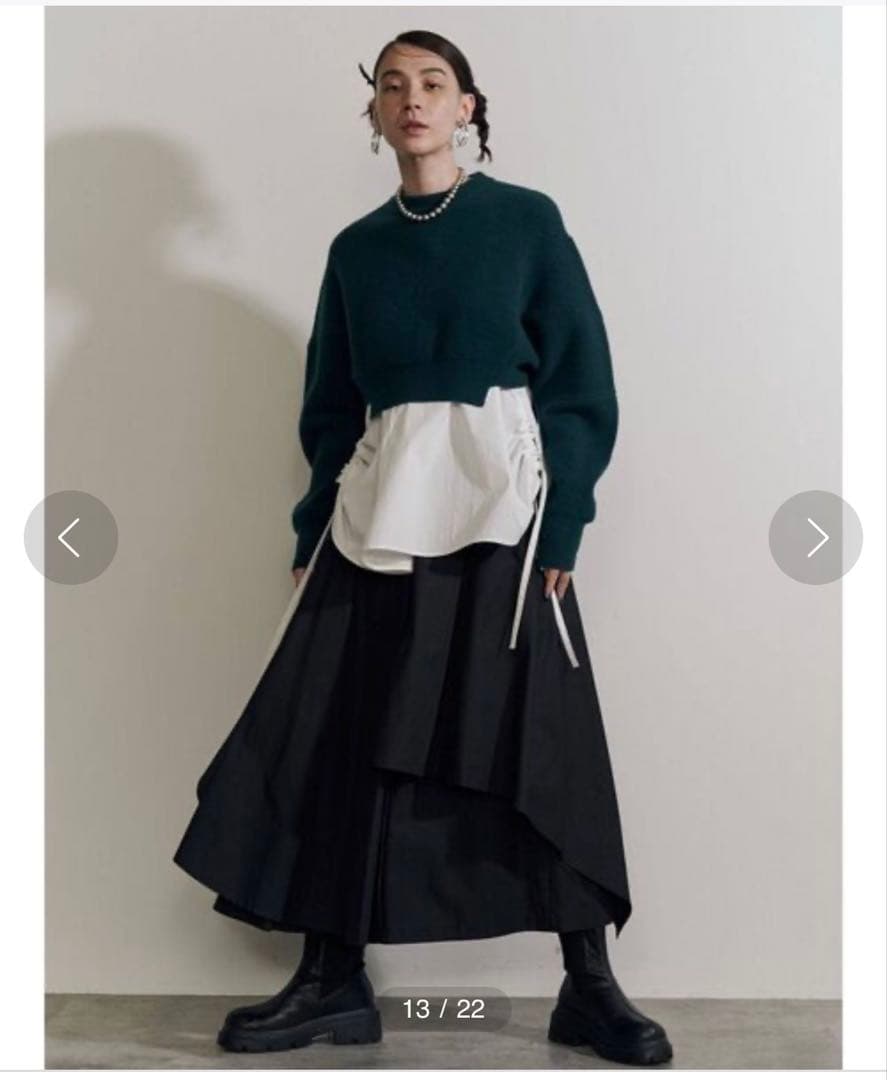 アンスリード　ドルマンショートニットトップス　グリーン