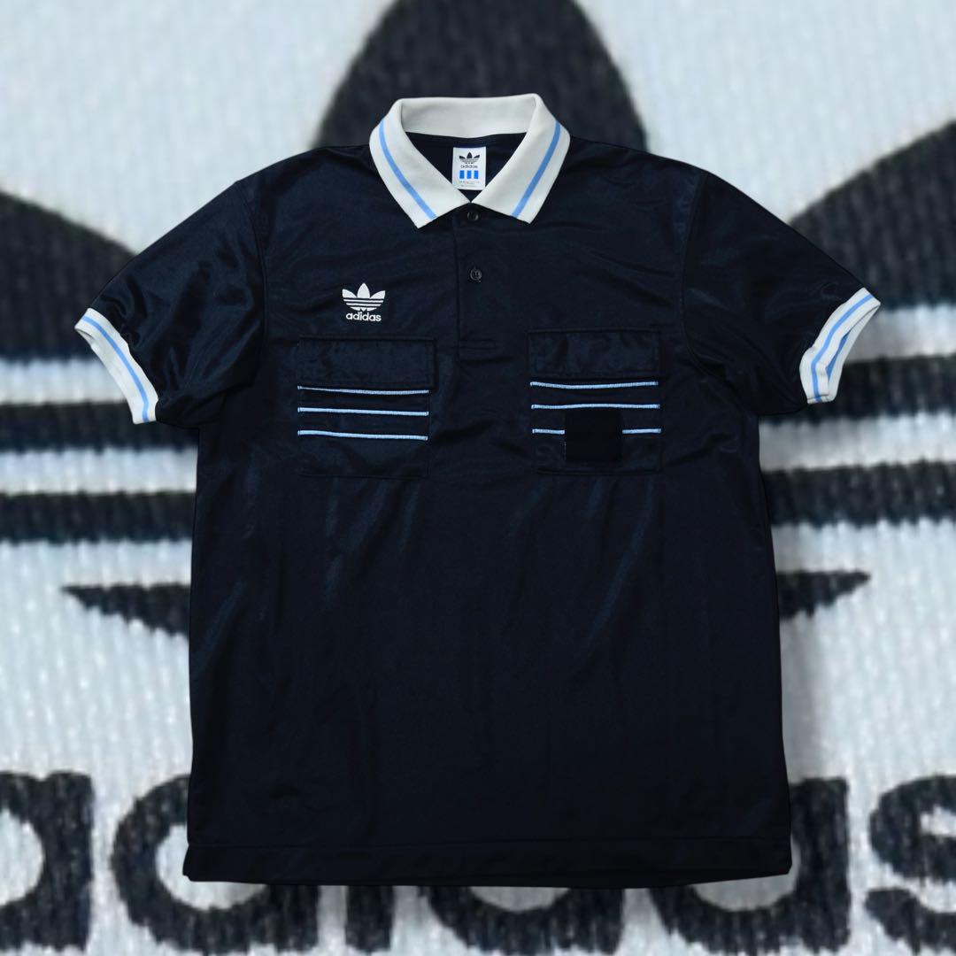 【レア】90s adidas ゲームシャツ ポロシャツ トレフォイルロゴ 刺繍